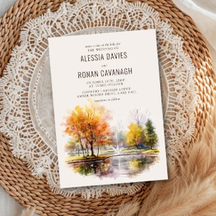 Convite Casamento no Parque Country Watercolor do Lago de