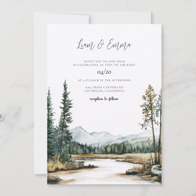 Convite Casamento no Parque Nacional de Yellowstone (Frente)