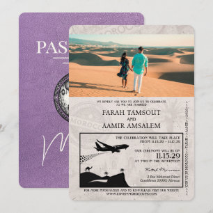 Convite Casamento no Passaporte Roxo Lavanda Marrocos