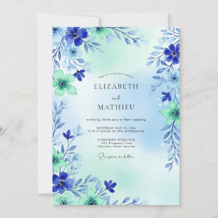 Convite Casamento no Prado Arejado com Azul Real