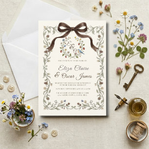 Convite Casamento no Prado de Flores Silvestres Coquette