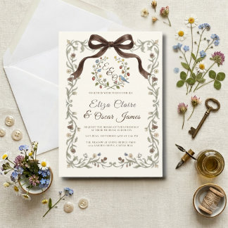 Convite Casamento no Prado de Flores Silvestres Coquette