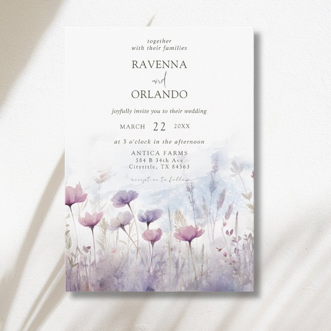 Convite Casamento no Prado de Flores Silvestres de Inverno (Criador carregado)