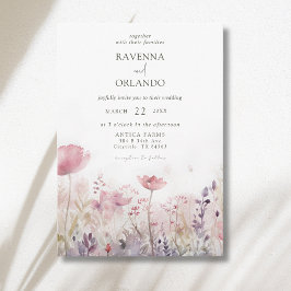 Convite Casamento no Prado de Flores Silvestres Rústicas e