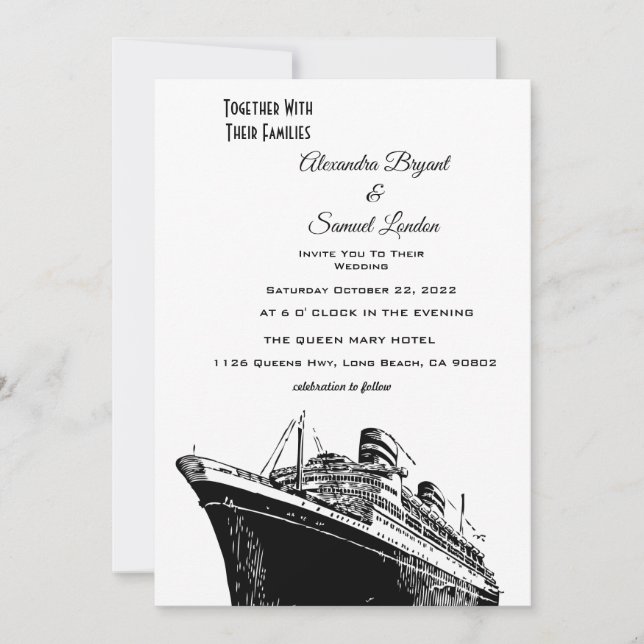 Convite Casamento no Tabordo de Navio com Tema Náutico (Frente)