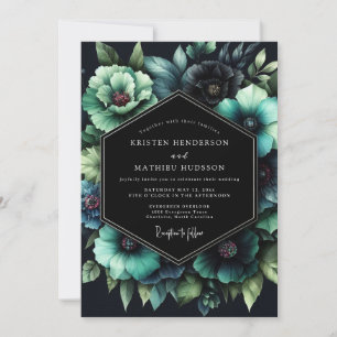 Convite Casamento Nocturno Botânico Turquesa