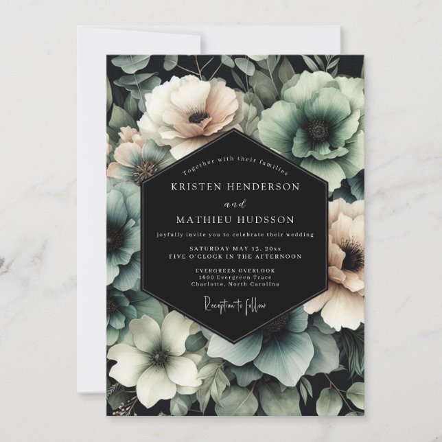 Convite Casamento Nocturno com Charcoal Sage (Frente)
