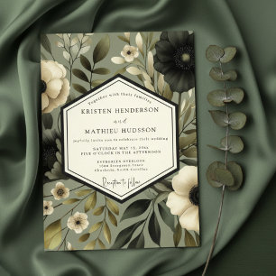 Convite Casamento Nocturno Floral Salvia