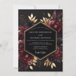Convite Casamento Noir Dourado Borgonha
