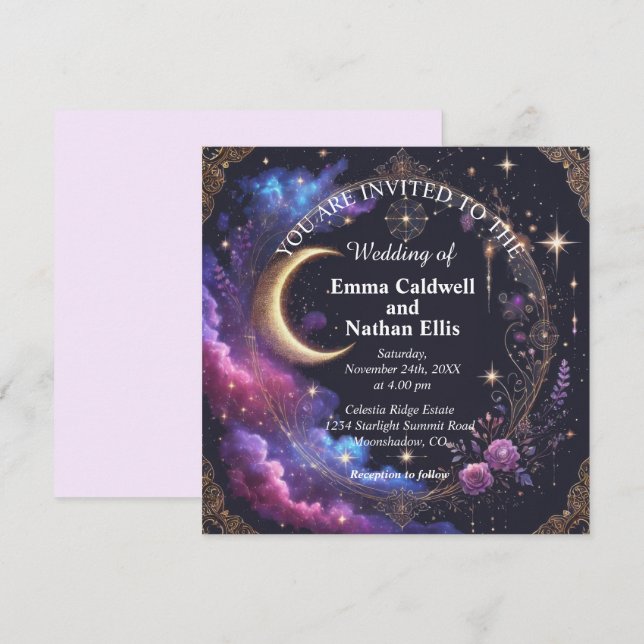 Convite Casamento Noite Estrelada (Frente/Verso)