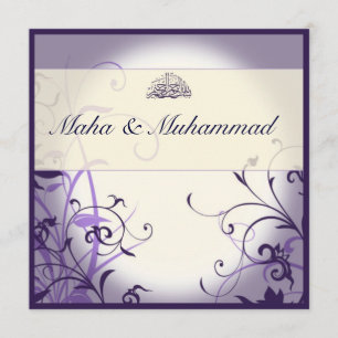 Convite Casamento / noivado de flor de ornamentado roxo is