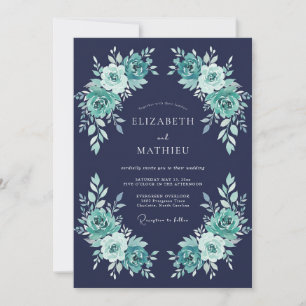 Convite Casamento Noturno Azul Marinho Polido