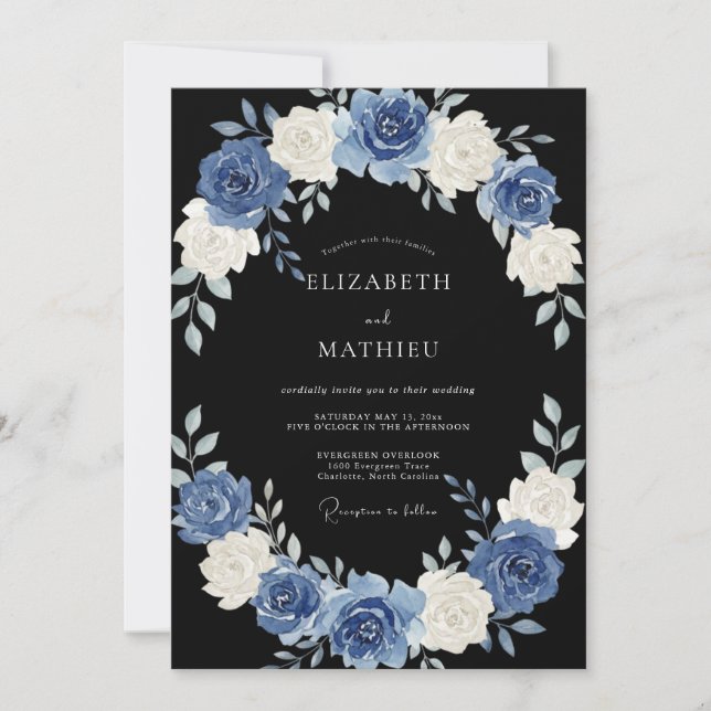 Convite Casamento Noturno Black Regal (Frente)