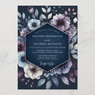 Convite Casamento Noturno de Inverno Azul-Marinho