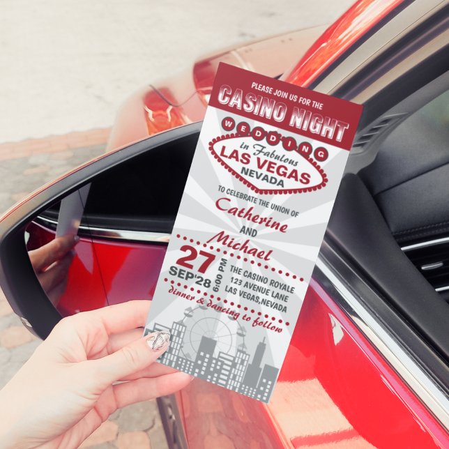 Convite Casamento noturno de Skyline na cidade de Las Vega (Criador carregado)