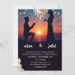 Convite Casamento noturno do boho russo elegante Twilight