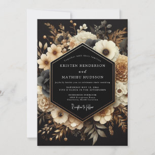 Convite Casamento Noturno Dourado Carvão