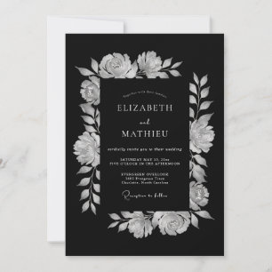 Convite Casamento Noturno Dramático Preto