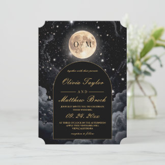 Convite Casamento Noturno Estelar Lua Celestial