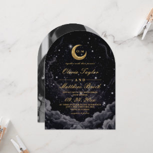 Convite Casamento Noturno Estelar Lua Celestial