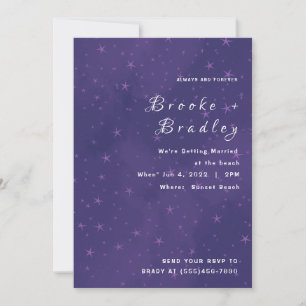 Convite Casamento Noturno Estrelado Roxo