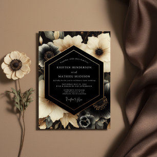 Convite Casamento Noturno Floral Mal-humorado Creme