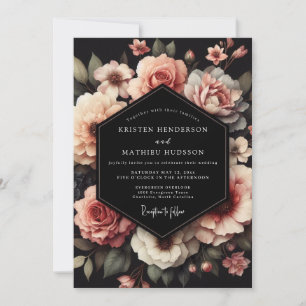 Convite Casamento Noturno Floral Rosado