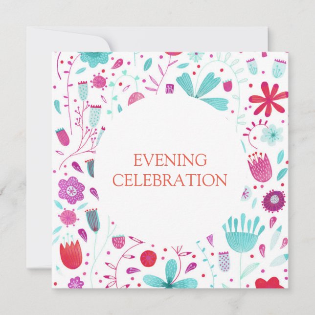 Convite Casamento Noturno Floral Watercolor (Frente)