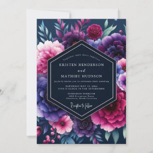 Convite Casamento Noturno Índigo Fúcsia