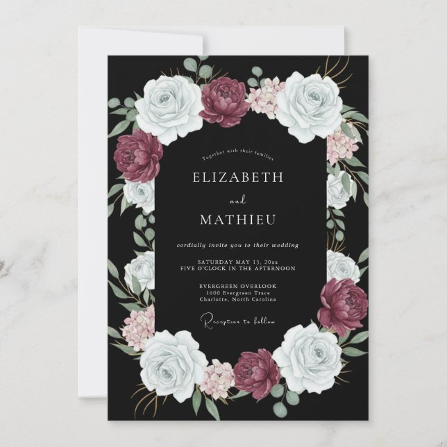 Convite Casamento Noturno Opulento Preto (Frente)