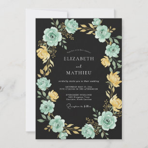 Convite Casamento Noturno Ornate Verde Menta
