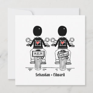 Convite Casamento Noturno Personalizado de Dois Noivos de 