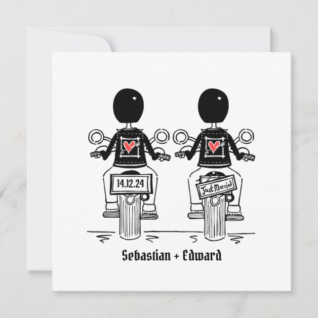 Convite Casamento Noturno Personalizado de Dois Noivos de  (Frente)
