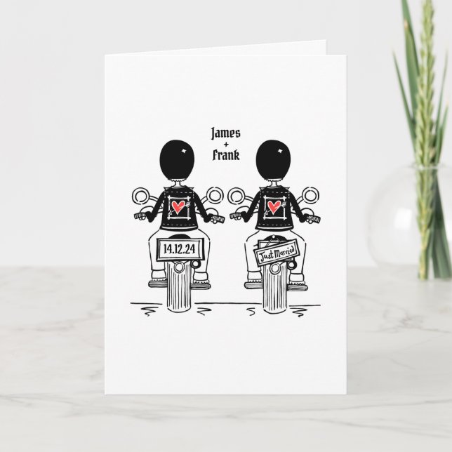 Convite Casamento Noturno Personalizado de Dois Noivos em  (Frente)