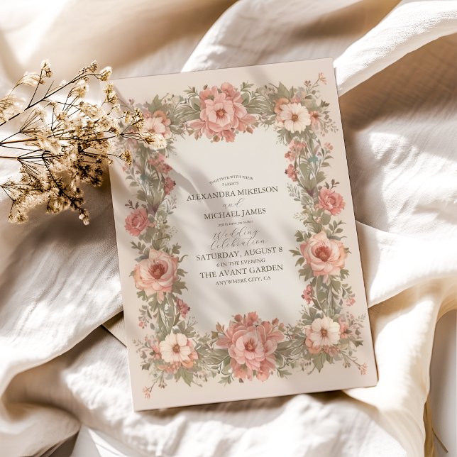 Convite Casamento Nouveau de Arte do Jardim Botânico (Criador carregado)