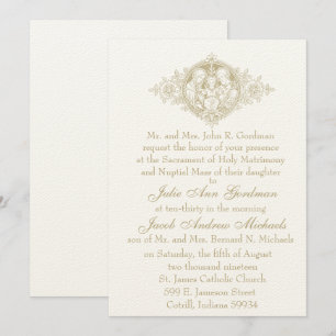 Convite Casamento Nupcial da Santa Família Católica Dour