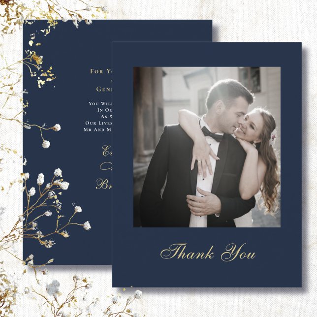 Convite Casamento Obrigado Azul Marinho Dourado Branco Scr (Criador carregado)