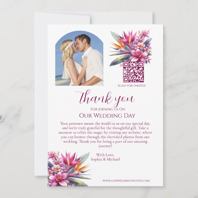 Convite Casamento Obrigado-Bliss Tropicais-Foto- (Frente)