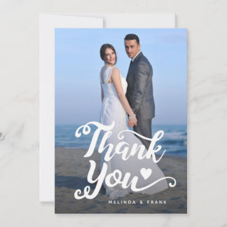 Convite Casamento Obrigado | Cartão-postal de Script sobre