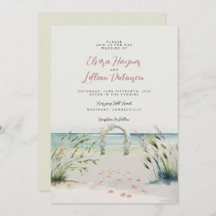 Convite Casamento Oceanfront Romance Watercolor Boho