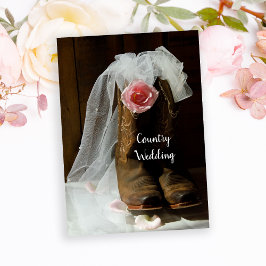 Convite Casamento Ocidental do Rosa do País Rosa e do Cowb