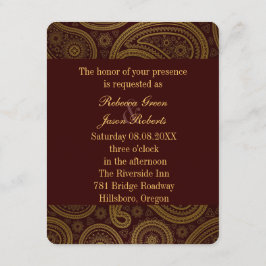 Convite casamento ocidental paisley padrão burgundy vintag