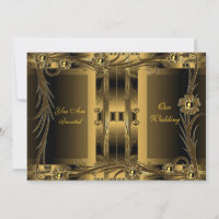 Convite Casamento Old Gold Art Deco Floral