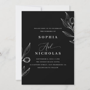 Convite Casamento Oleícola Botânico Negro - Código de Foto