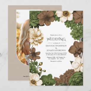 Convite Casamento Olive Grove, Figwood Brown & Warm Linen