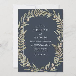 Convite Casamento Olive Midnight Fern