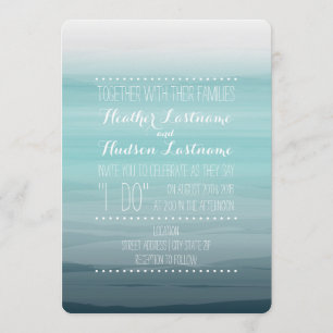 Convite Casamento Ombre Inspirado em Aquarela - Azul Turqu