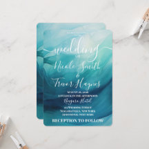Casamento Ondas de Aquarela Azul Turquesa Personal