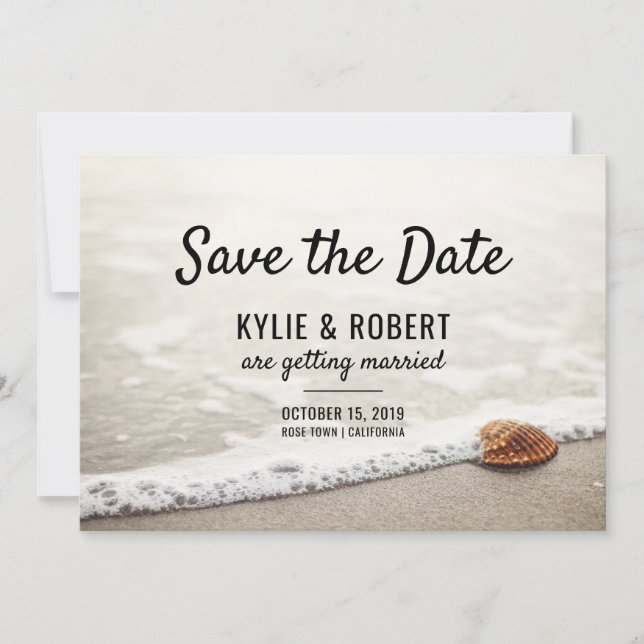 Convite Casamento Ondas de Praia Salvar a Data (Frente)