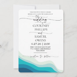 Convite Casamento Ondas do Oceano Elegante